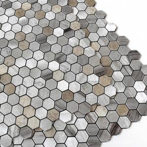Kitchen Backsplash Tiles Peel and Stick Hexagon Penny Tile,Small Mosaic for Stove Backsplash(10sheets,Gray)