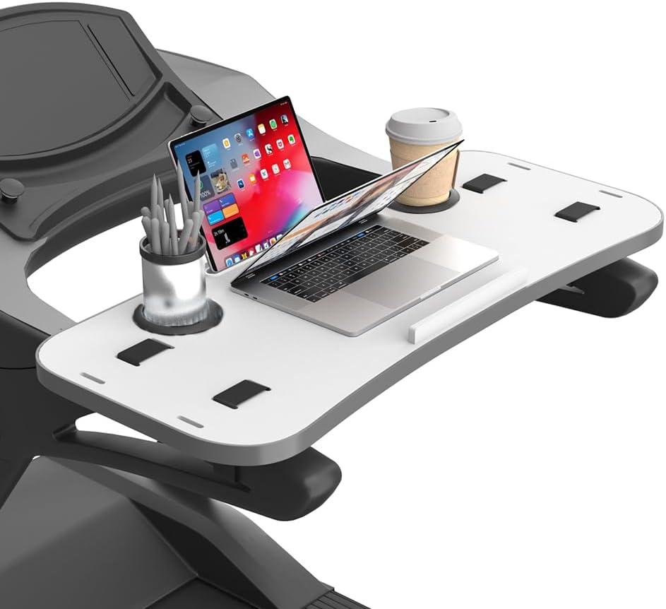 Treadmill Desk Attachment with Large Laptop Platform, Universal Ergonomic Workstation for Laptops/Tablets, Fits Treadmill Handlebars Up to 36 Inches, White
