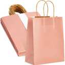 Juvale Peach Colored Goodie Bags - 8 x 4 x 10 in, Pack of 24 - Glossy Paper Gift Bags With Reinforced Bottom & Twisted Cord Handles for Bridal Shower, Baby Shower & Party Favors