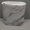 Bathroom Trashcans with Lids, Plastic Marble Wood Pattern Trash Can Small Garbage Bin with Lid for Bathroom Narrow Wastebasket Modern Waste Basket for Home Indoor Hotel (Plastic Marble Pattern)