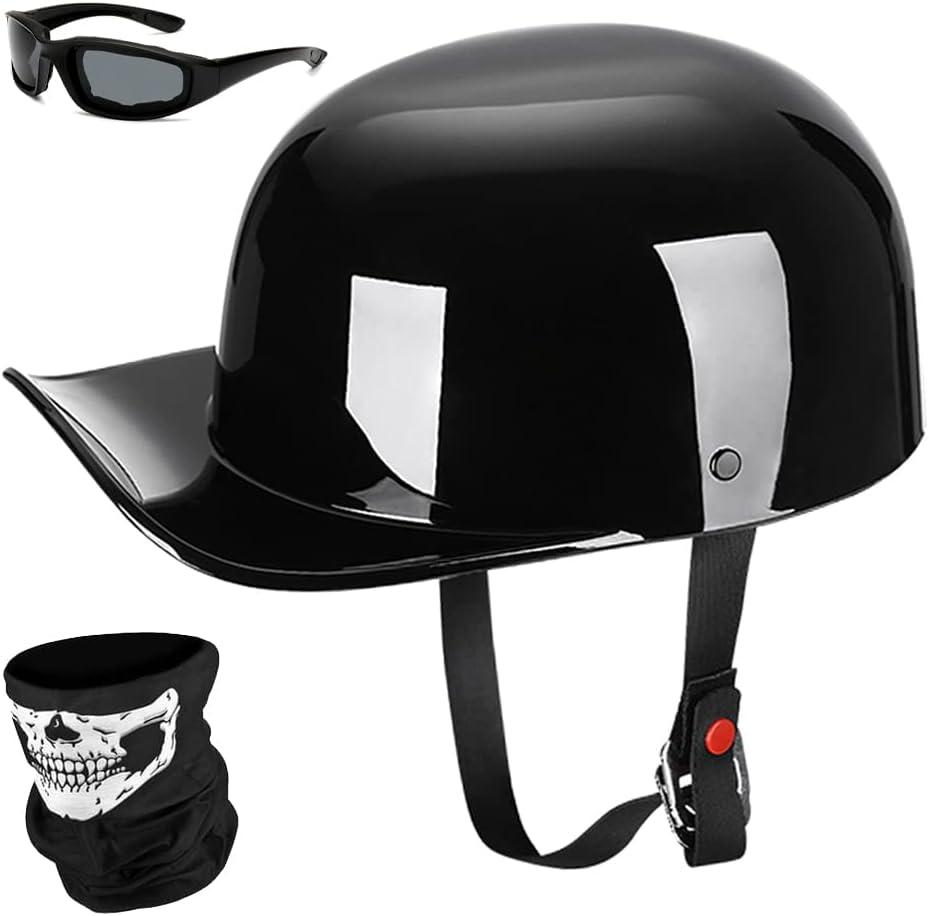 Yesmotor Baseball Motorcycle Helmet Half Cap for Bike Cruiser Chopper Moped Scooter- Dot Approved, XL