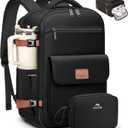 MATEIN Personal Item Backpack 18x14x8 for Frontier, Underseat Travel Backpack with Water Bottle Holder Fit 15.6" Laptops, TSA Approved Luggage Bag with Shoe Compartment for Airlines, 2 Pcs Set (Black)