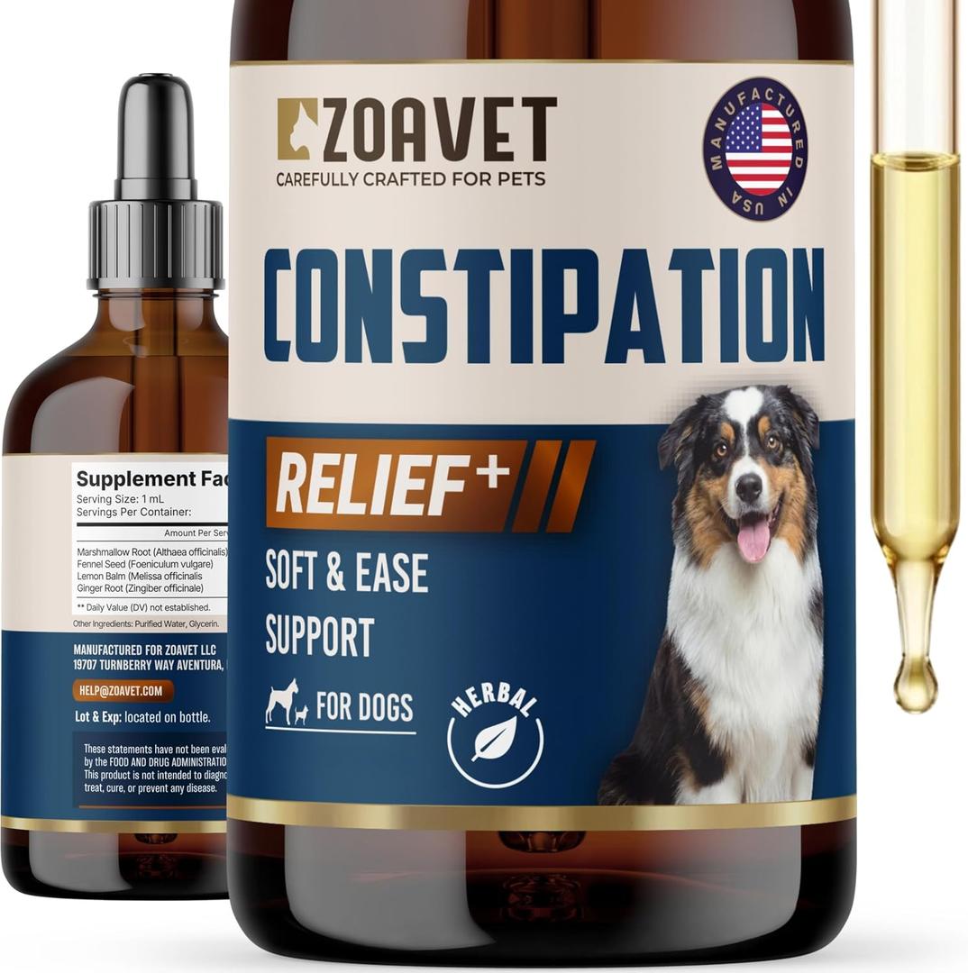 Dog Constipation Relief Made in USA Liquid Stool Softener for Dogs, Fast Acting Dog Laxative for Constipation & Blockage Support, Gentle Digestive Aid