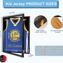 Large Lockable Jersey Frame Display Case Wall Mount, T-Shirt Shadow Box with Clear UV-Protective Acrylic, Hangers Linen Backing for Football, Basketball, Baseball, Kid Jersey - Black Case 1Pack