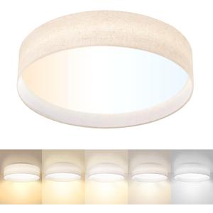 Hamilyeah 18 inch LED Ceiling Light Flush Mount Light Fixture 36W, Modern Kitchen Lighting Fixture Ceiling Mount with Fabric Shade, Dimmable Ceiling Lighting Fixture 5CCT for Bedroom, Bathroom