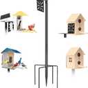 Smart Bird Feeder Pole-Heavy Duty Adjustable 3-6.6ft Universal Birdhouse Stand Mount for Backyard&Outdoor Bird Houses/Cameras (80" Pole)