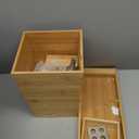 5-Piece Bathroom Decor Set - Bamboo Vanity Accessories with Trash Bin, Soap Dish, Soap Dispenser, Toothbrush Holder, and Tray by Lavish Home (Natural)