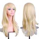 BERON Light Blonde Wigs 28 Inches Blond Wig Long Wavy Blonde Wig Cosplay Costume Wigs Wig Cap Included