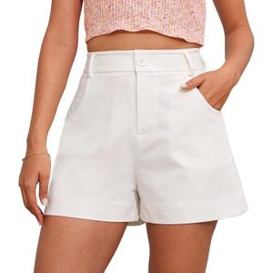 Ginasy Summer High Waisted Shorts for Women - Trendy Dressy Casual Wide Leg With Pockets (Medium, White) Ginasy Summer High Waisted Shorts for Women - Trendy Dressy Casual Wide Leg With Pockets (Medium, White)