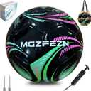 Youth Soccer Ball Size 3/4/5, Kids Outdoor Play Game Training Practice Soccer Ball for Teen Boy Girl Indoor Outdoor with 1 Pump 1 Net Bag and 1 Gift Box (Black)