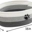 Small Woven Baskets for Organizing Rope Storage Basket with Handle Cute Cotton Basket for Nursery Gift Dog Toy Storage Bins for Toy Organizer Grey-white