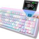 H98 Wireless Mechanical Keyboard,96-Key Hot-Swappable Wired Gaming Keyboard,Tri-Mode Bluetooth 5.0 2.4G USB-C,1.14" Color Screen,Double Knob,6000mAh,RGB,PBT Keycaps for PC Mac iPad-Pink