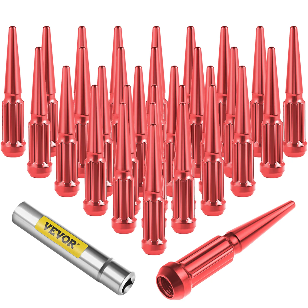 VEVOR M14x1.5 Spike Lug Nuts, 32 PCS Chrome Spiked Lug Nuts 14mmx1.5, 4.4" Tall Closed End Acorn Wheel Lug Nut