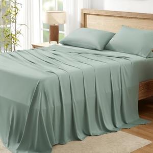 Andency Sage Green Full Size Bed Sheets, 100% Viscose Derived from Bamboo, Cooling Full Sheets, Deep Pocket Up to 16", Silky Soft Bed Sheets, Hotel Luxury Breathable Bedding Sheets & Pillowcases…
