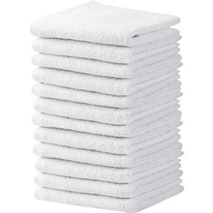 Towel and Linen Mart White Salon Towels, Pack of 12 (Not Bleach Proof, 16 x 27 Inches) Highly Absorbent Towels for Hand, Salon, Gym, Beauty, Spa, and Home Hair Care (White) (Small)