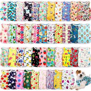 42 Pcs Summer Hawaiian Dog Shirts for Medium Dogs Bulk Breathable Sleeveless Puppy Clothes Cute Pet Tank Tops Outfit Pack, Fruit Printed Apparel for Pug Schnauzer Puppies