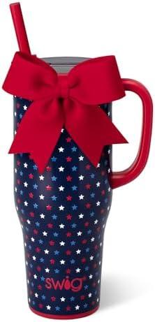 Swig Life 40oz Leak Proof Mega Mug, 40oz Leak Proof Tumbler with Handle and Straw, Extra Large Insulated Tumblers, Cup Holder Friendly Travel Mug, Reusable Leakproof Water Bottle (Oh My Stars)