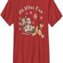 Disney Characters Sled Dog Group Boy's Solid Crew Tee (X-Large, Red)