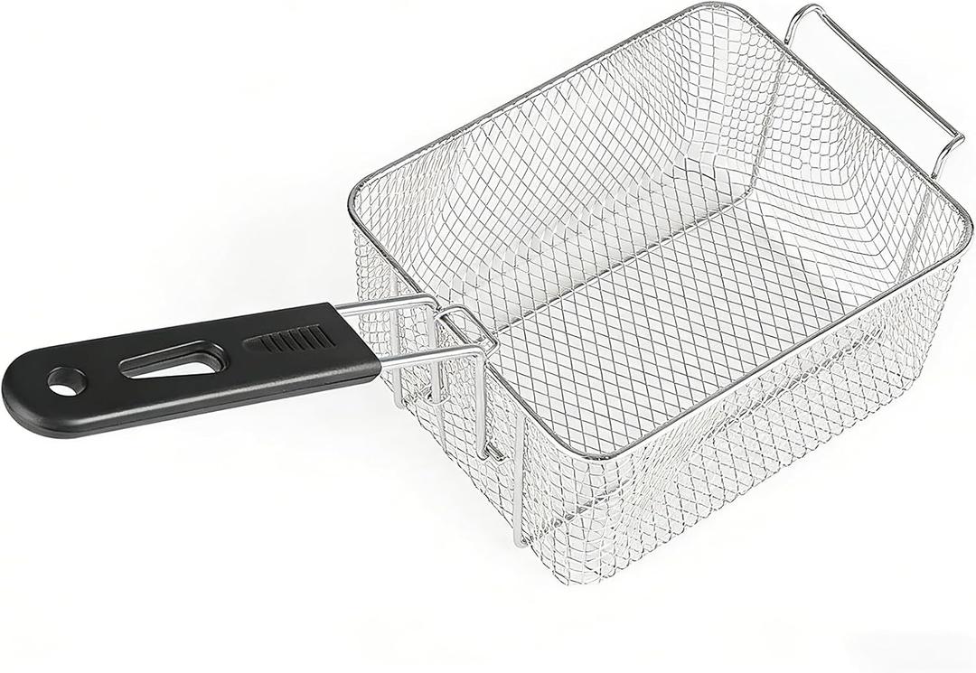 Stainless Steel Fry Basket, Fryer Basket with Detachable Handle for Frying French Fries, Chicken Nuggets, Wings & More - Ideal for Home, Parties, Pot Use