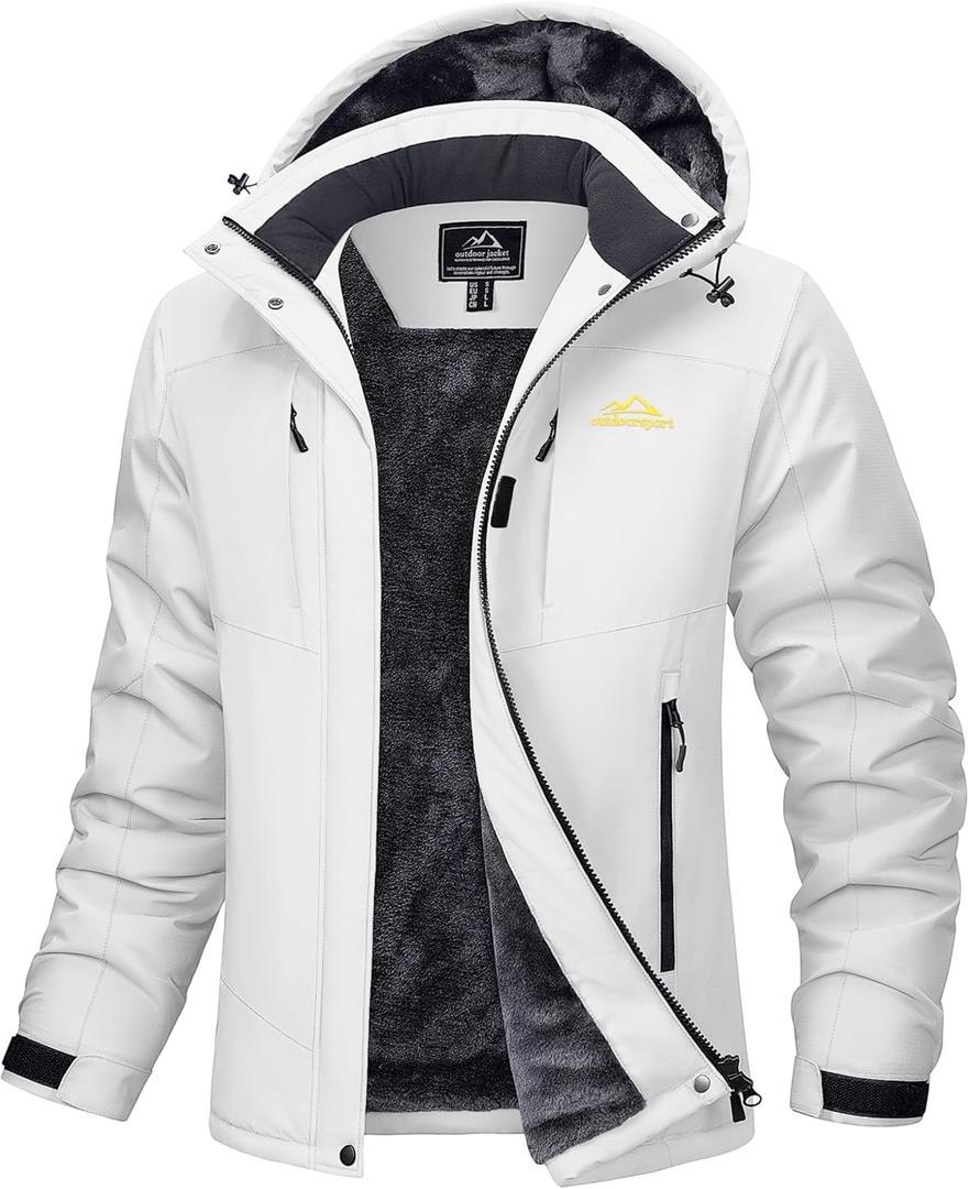 MAGCOMSEN Women's Ski Jacket Snow Winter Coat Waterproof Insulated Warm Fleece Thermal Skiing Jacket Windproof Raincoat (X-Large, White)