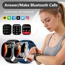 Smart Watch for Men, 2.01" AMOLED Curved HD Screen Smart Watch, Fitness Tracker with 24/7 Heart Rate/Sleep Monitor, IP68 Waterproof Running Watch, Compatible with iOS & Android for Daily Workout Black
