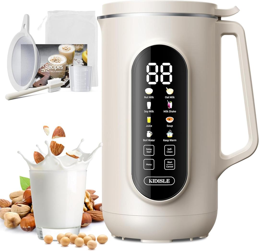 10-in-1 Nut Milk Maker Machine, 35oz Plant-Based Milk & Soup Machine with 12H Delay Start, Self-Clean, Keep Warm  Soy, Oat, Almond & More, Cream