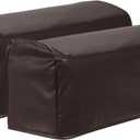 uxcell 2Pcs PU Leather Armrest Covers, Vintage Stretch Arm Slipcovers Anti-Slip Furniture Protector for Chairs Couch Sofa Recliner, Dark Coffee