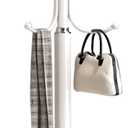 Kertnic Metal Coat Rack Stand with Natural Marble Base, Free Standing Hall Tree with 12 Hooks for Hanging Scarf, Bag, Jacket, Home Entry-way Hat Hanger Organizer (White)
