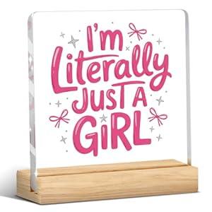 Pink Bow Room Decor Preppy Stuff Coquette Room Decor Acrylic Sign Plaque for Desk Tabletop Home Bedroom