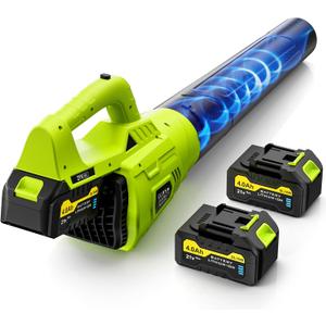 Leaf Blower Cordless, 21V Powerful Electric Leaf Blower with 2 * 4.0Ah Batteries & Fast Charger, 2-Speed Power Settings, Battery Powered Blowers for Lawn Care, Yard, Lawn, Patio, Dust, Blows Leaves (black)