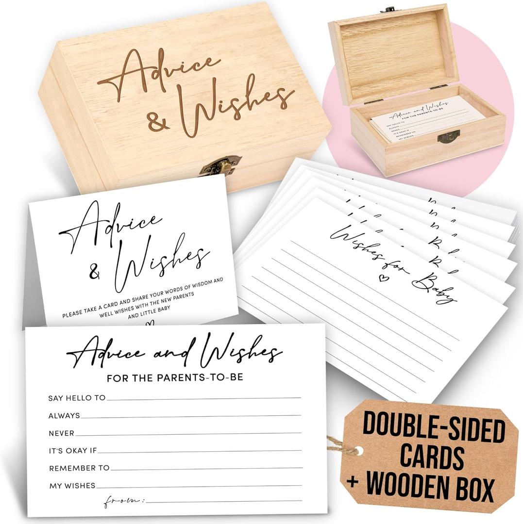 Baby Shower Advice Cards For Parents To Be - Advice For New Parents Baby Shower Decorations Girl, Advices and Wishes for Baby Cards Box Fun Game Ideas