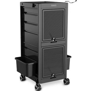 TASALON Premium Lockable Salon Trolley with Wheels and 6 Drawers & 2 Bucket, Versatile Salon Cart for Hair Stylist, Tattoo, Barber TASALON Premium Lockable Salon Trolley with Wheels and 6 Drawers & 2 Bucket, Versatile Salon Cart for Hair Stylist, Tattoo, Barber