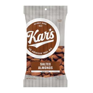 Kars Nuts Roasted & Salted Almonds, 3 oz Individual Snack Packs Bulk Pack of 12, Gluten-Free Snacks BBD 05/13/2026