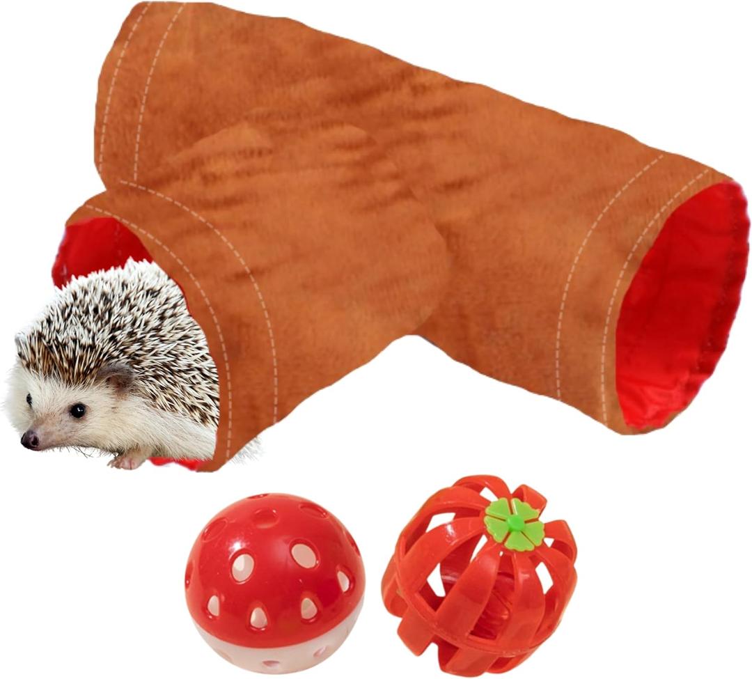 1pcs Hedgehog Hideout Tunnels with 2pcs Bell Ball Toys, Hedgehog Tunnel with Toys for Hedgehogs, Small Animal Tunnels Tubes Toy for Rat Hamster Guinea Pig Bunny, Hedgehogs Accessories (Brown Tunnel) 1pcs Hedgehog Hideout Tunnels with 2pcs Bell Ball Toys, Hedgehog Tunnel with Toys for Hedgehogs, Small Animal Tunnels Tubes Toy for Rat Hamster Guinea Pig Bunny, Hedgehogs Accessories (Brown Tunnel)