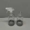 2 Pack Glass Spray Bottles with Silicone Sleeve, 16 oz Empty Refillable Containers with Adjustable Spray Nozzles, Spray Bottles for Hair, Cleaning Solutions and Plants (Grey)