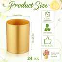 24 Pcs Gold Cylinder Vases for Wedding Centerpieces 5.1 Inch Tall Metal Flowers Vase Small Hurricane Holder for Wedding Table Centerpieces Anniversary Dining Coffee Table Party Decorations