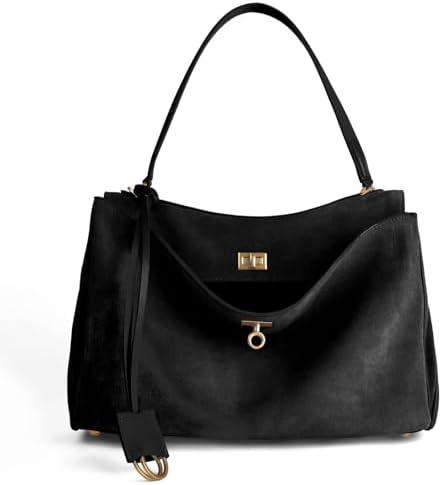 hedexe Genuine Leather Tote Bag for Women: Soft Cowhide Shoulder Handbags for Ladies - Satchel Purse for Travel Work(Large)