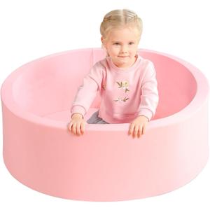 TRENDBOX Memory Foam Sponge Indoor Round Ball Pit (NO Balls) for Toddler Children (Light Pink) (90CM)