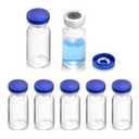2ml Sealed Vials with Self Healing Injection Port and Plastic-Aluminum Flip Caps,Glass Empty Vials for Injection 50 Pack