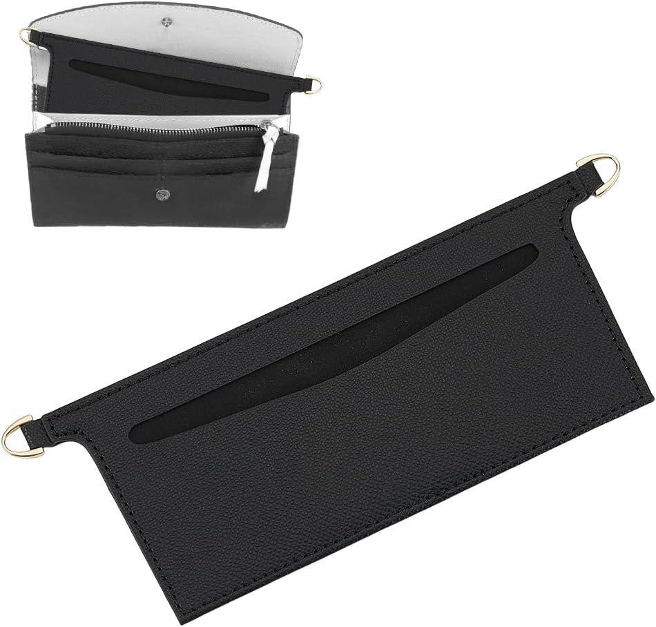 WADORN PU Leather Microfibre Purse Insert Organizer Conversion, 3.14x 6.49 Inch Fiber Leather Bag Organizer Inserts with Alloy D Rings Rectangle Wallet Insert Organizer Inserts for Handbag, Black