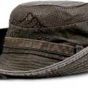 Sun Hat for Men, Cotton Embroidery Summer Outdoor Sun Protection Wide Brim Bucket Hat Foldable Safari Boonie Hat (6 7/8-7 1/4, Army Green)