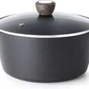 SENSARTE Nonstick Stock Pot with Lid, 2.6/4.5/6.6 QT Soup Pot Casserole Pot, Healthy Pasta Pot, Large Deep Cooking Pot, Big Sauce Pot Stew Pot, Induction Compatible, PFOA PFOS APEO Free, Black
