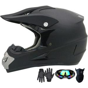 Motocross Helmet,Youth & Kids ATV Dirt Bike Motorcycle Helmet, BMX 4-Wheeler Off-Road Mountain Bike Helmet,DOT Certified,W/Gloves Goggles Mask 4-Piece Set (Black, S)