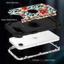 TEECOVER for iPhone 16e Case, Heavy-Duty Shockproof Full Protection Hard Plastic Bumper + Soft Silicone Rubber Protective Case for iPhone 16e - 6.1-Inch, Red Flowers