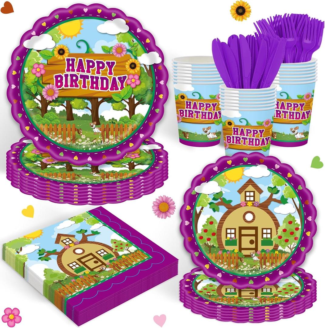 2 x 120Pcs Cartoon Bear Party Supplies,Disposable Tableware Set,Include Plates Napkins Cups Forks Cartoon Bear Themed Paper Plates Set for Birthday Serves 20