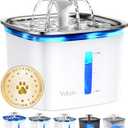 Veken Innovation Award Winner 95oz/2.8L Cat Water Fountain with Stainless Steel Lid, Automatic Pet Fountain Dog Water Dispenser with Replacement Filters for Cats, Dogs (Silver, Stainless Steel)