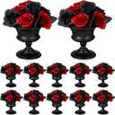 Gerrii 12 Pcs Vases for Centerpieces Metal Compote Vases Urn Planter Trumpet Flower Stand Small Pedestal Flowers for Wedding Table Reception Birthday Anniversary Ceremony Home Decor, 5.91 Inch(Black)