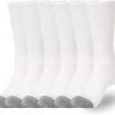 WANDER Men's Cushion Crew Socks 6-Pack Running Socks Men Cotton Athletic Sport Work Shoes White 9-12