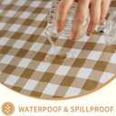 Rectangle Picnic Table Cloth, Elastic Waterproof Fitted Vinyl Tablecloths for 4 Foot Tables, Wipeable Flannel Backed Table Covers for Dining, Camping, Outdoor(Khaki Plaid,24"x48")