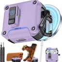 Inesore Compatible with AirPods 4 Case,Secure Lock & Phone Stand Design,Compatible with MagSafe,Automatic Snap Switch Secure Cover with Carbon Fiber Texture (Purple,for AirPods 4)